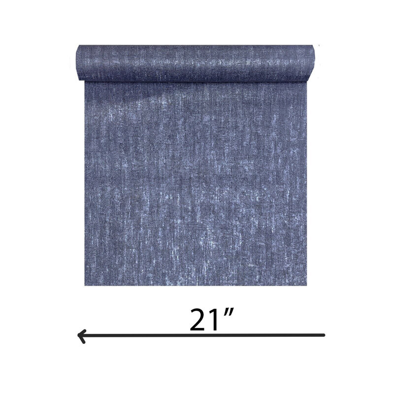 Navy Dark Blue Distressed Faux Concrete Textured Modern Wallpaper