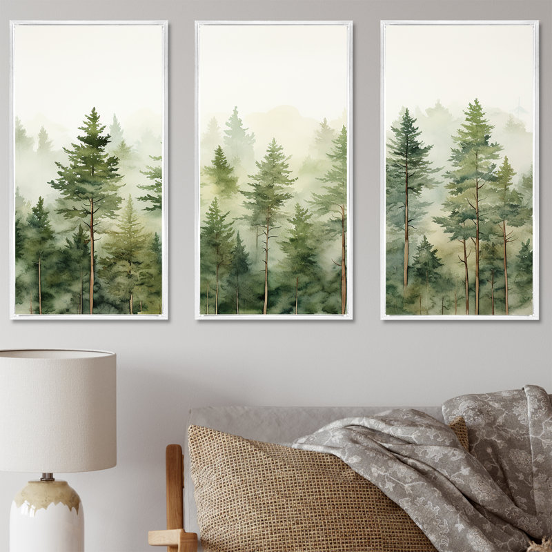 Ensemble de salon pin art minimaliste Dream - Tree Wall Art, H 28 po x l 36 po x P 1 po, Cadre flottant blanc