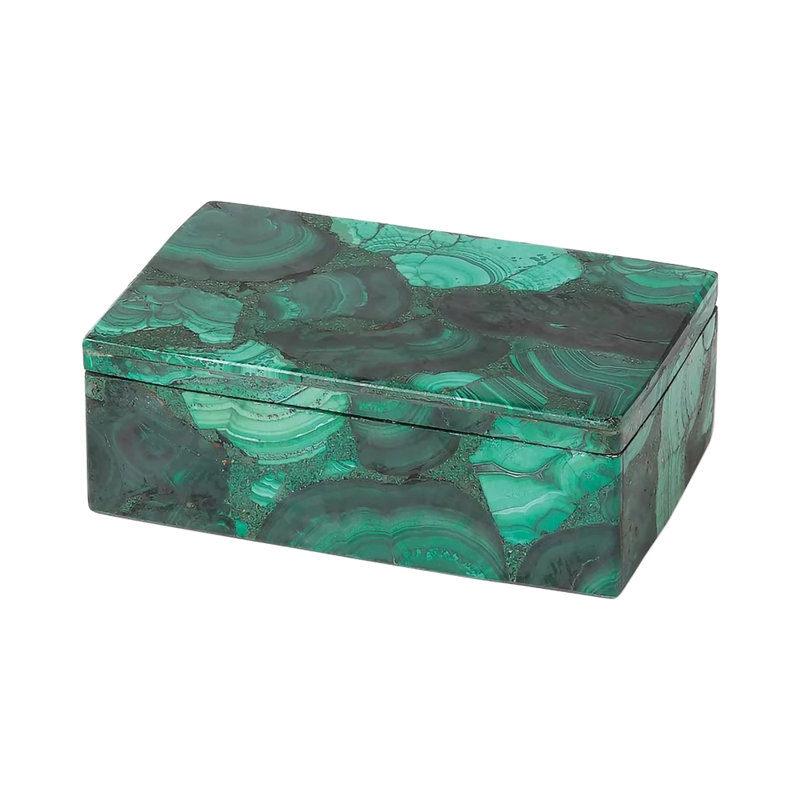 Malachite pierre Box-Sm, H 2,5 po x l 7 po x P 4,5 po