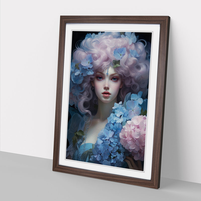 Hydrangea Rococo - Framed Print, 46cm H x 34cm W x 2cm D, Walnut Framed