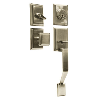 Jeu poignées avec verrou et bouton de porte à cylindre simple et rosette