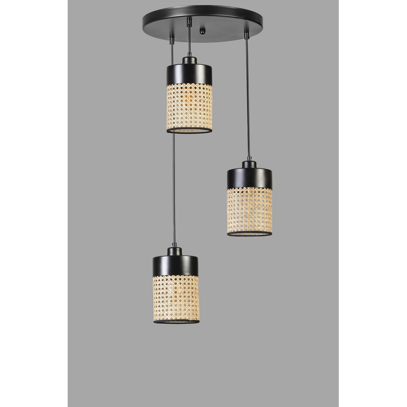 Chandle Chandelier, Black/Rattan