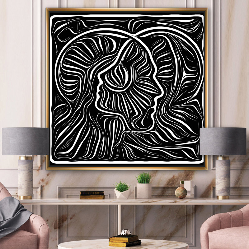 «Black and White Aw autrement», reproduction de cadre sur toile, H 46 po x l 46 po x P 1,5 po, Toile encadrée d'or