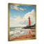 Illustration de plage rétro sur une plage de phare rouge sur toile-1352551582-1352551567