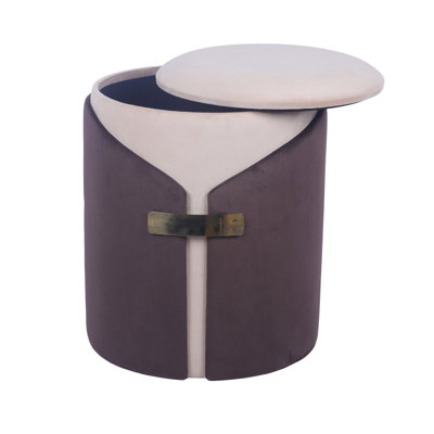 Two-Toned Ottoman With Storage Or Vanity Stool, Brown