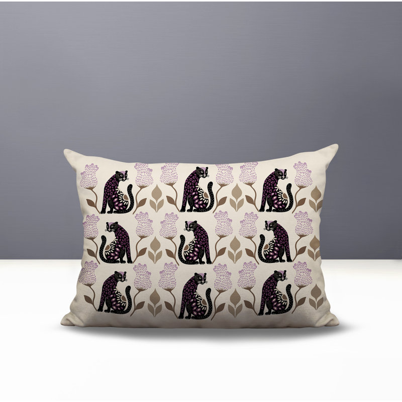 Coussin lombaire réversible intérieur / extérieur Hansa Leopard, Mauve, Rectangle H 18 po x l 25 po