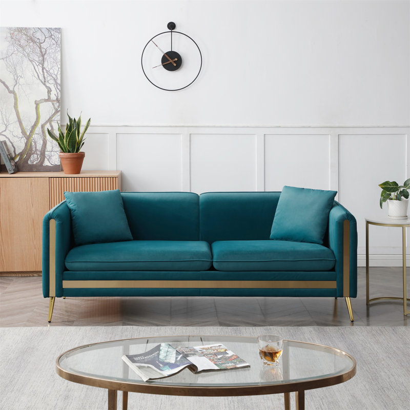Canapé 77,2 po, Velours bleu