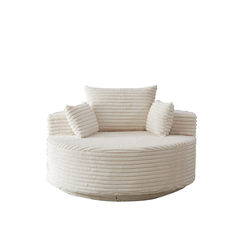 Boneless Sponge Single Sofa,fluffy Modern Sleeper Chair, 32.5" H x 55" W x 55" D, Ivory Chenille