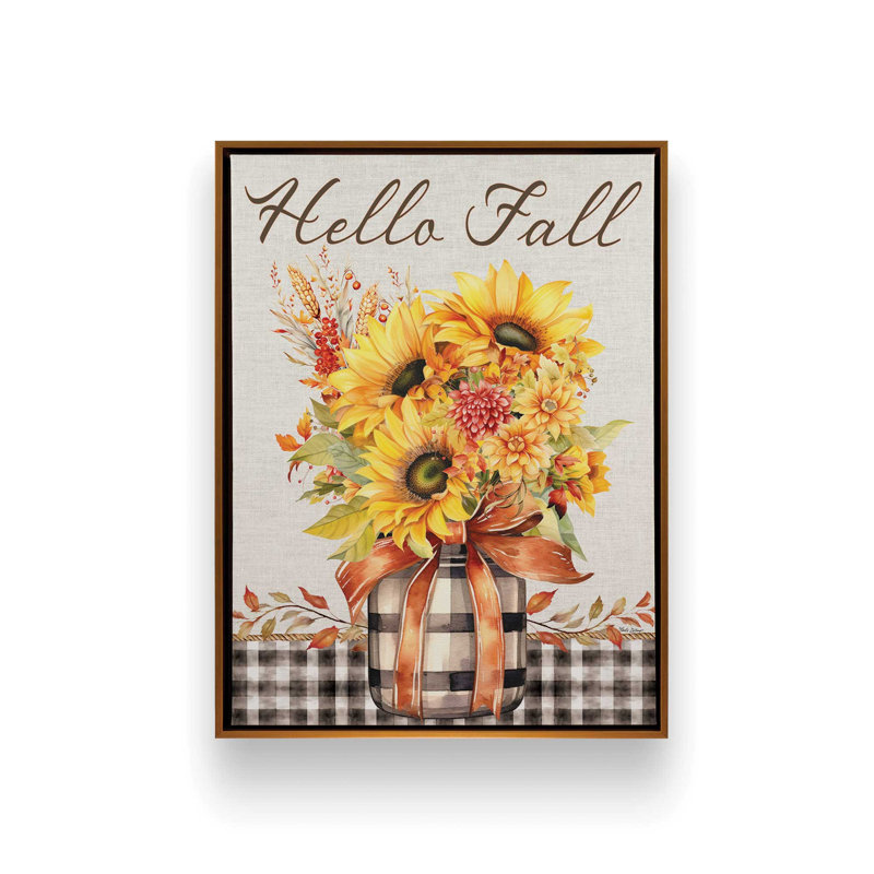 «Hello Fall Bouquet» par Nicole DeCamp, reproduction d'art, L 12 po x H 16 po, Toile avec cadre, Doré