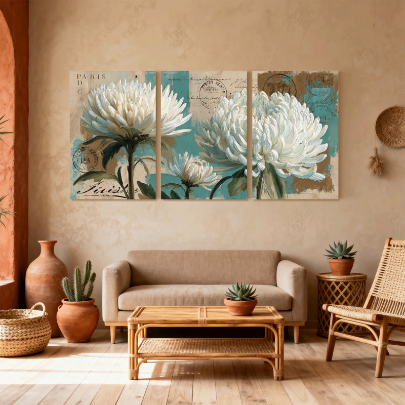Plantes et fleurs, ensemble de 3 reproductions d'art sur toile, Paris, H 36 po x l 72 po