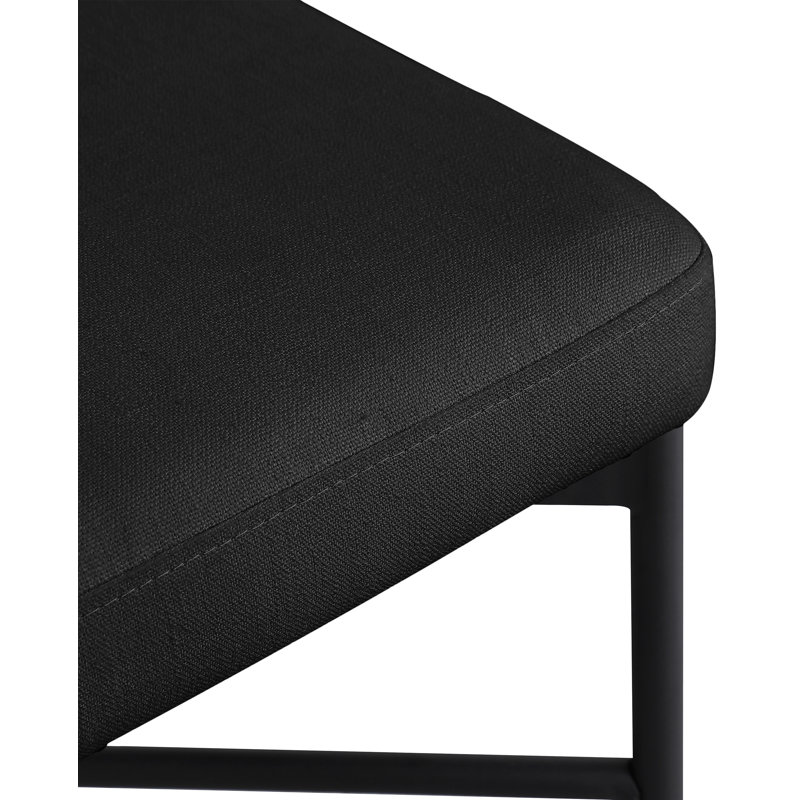 Hisayo Upholstered Counter Stool with Metal Frame, Black Linen Textured Fabric