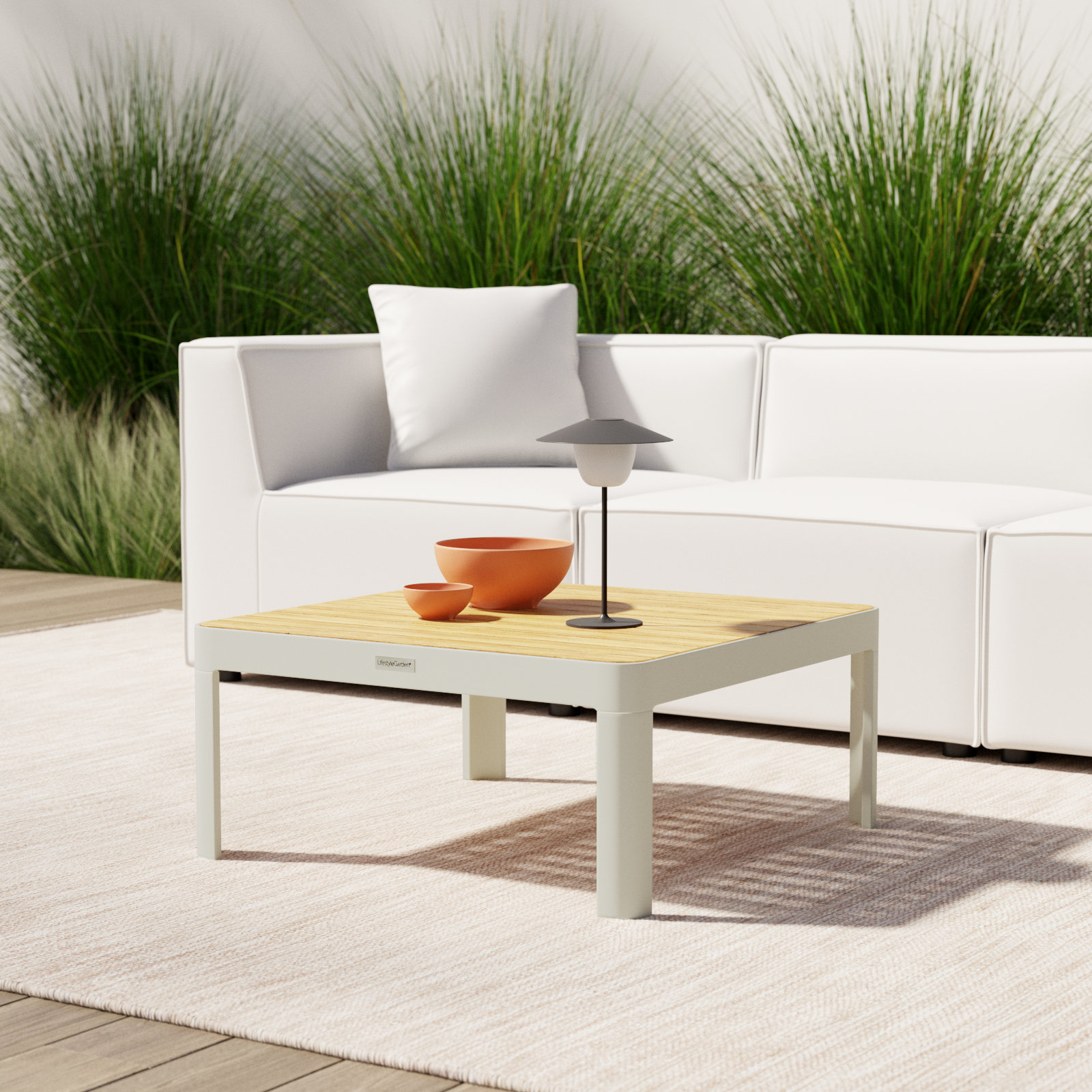 Brix Teak Patio Coffee Table, Gray, 28" W x 28" L x 12.5" H, Natural