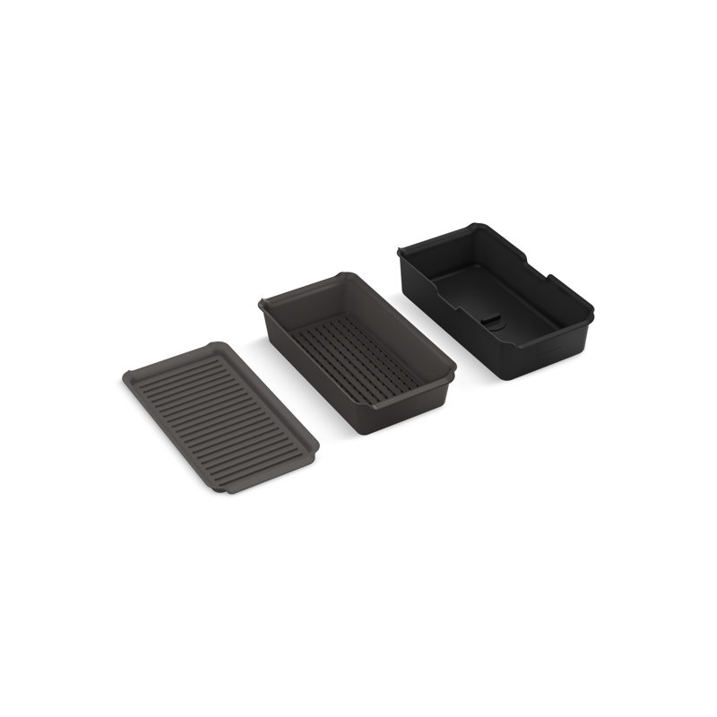 Three-Piece Workstation Sink Accessory Set, Matte Black
