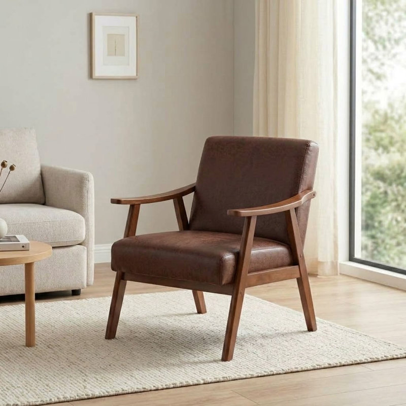 Fauteuil de réception Maret 30,71 po, Tissu brun Tech