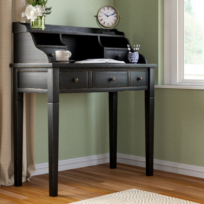 Modern Paignt Writing Desk with Storage Hutch – Solid Wood Frame, Shelves & Cubbies for Home, Office