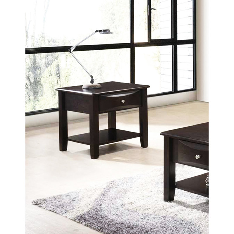 Table de bout rectangulaire brune avec tiroir et tablette pour un attrait visuel attrayant