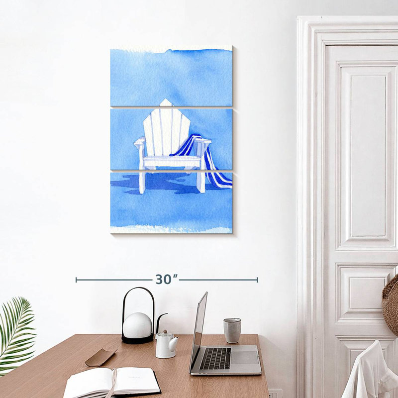 Chaise bleue Gillard, H 32 po x l 20 po
