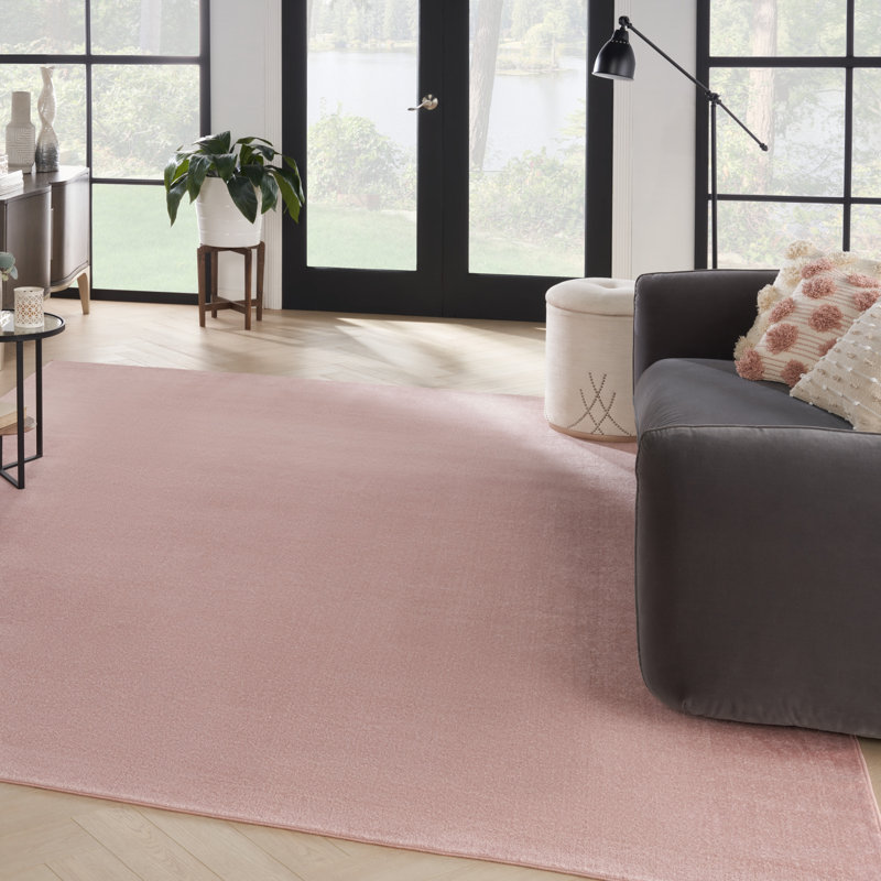 Mullican Sandy Solid Pink Easy Care Indoor/Outdoor Area Rug, Rectangle 10' x 14'