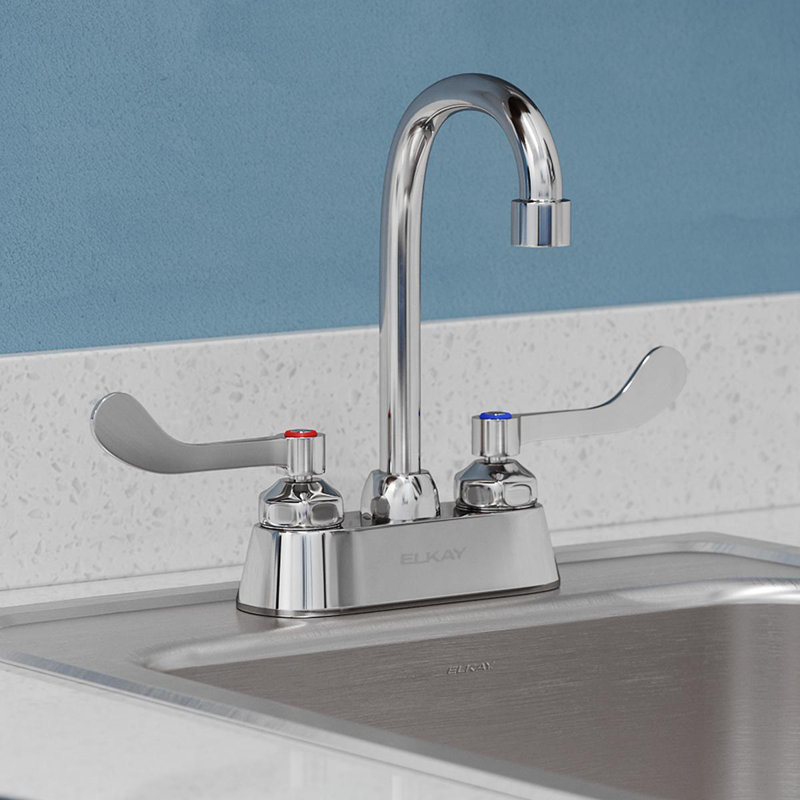 Pull Down Double Handle Kitchen Faucet With Deck Plate And Handles