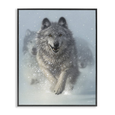28_Loups qui traversent la neige, animaux sauvages de l'hiver sibérien tendus sur toile par Collin Bogle