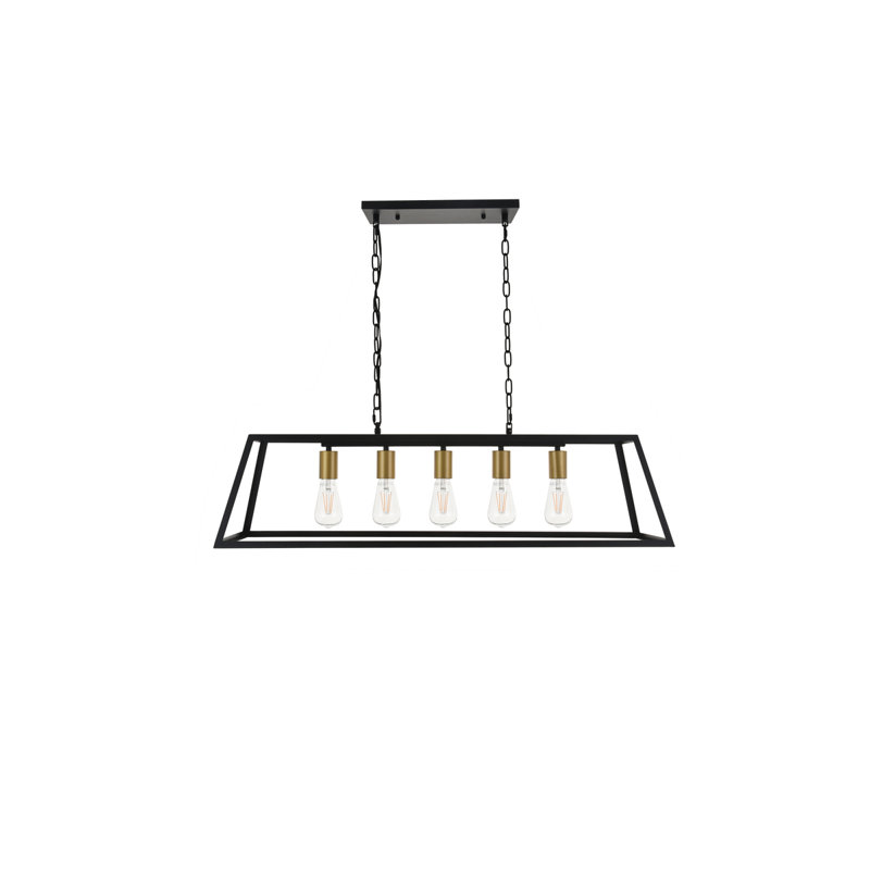 Barraza Linear Dimmable Pendant, Brass, 5 Lights