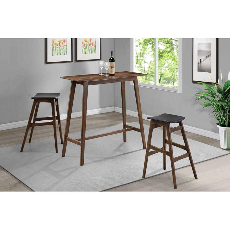 Modern Walnut Rectangular Bar Table, Functional For Dining And Relaxing Table In Warm Brown A Comfortable Space