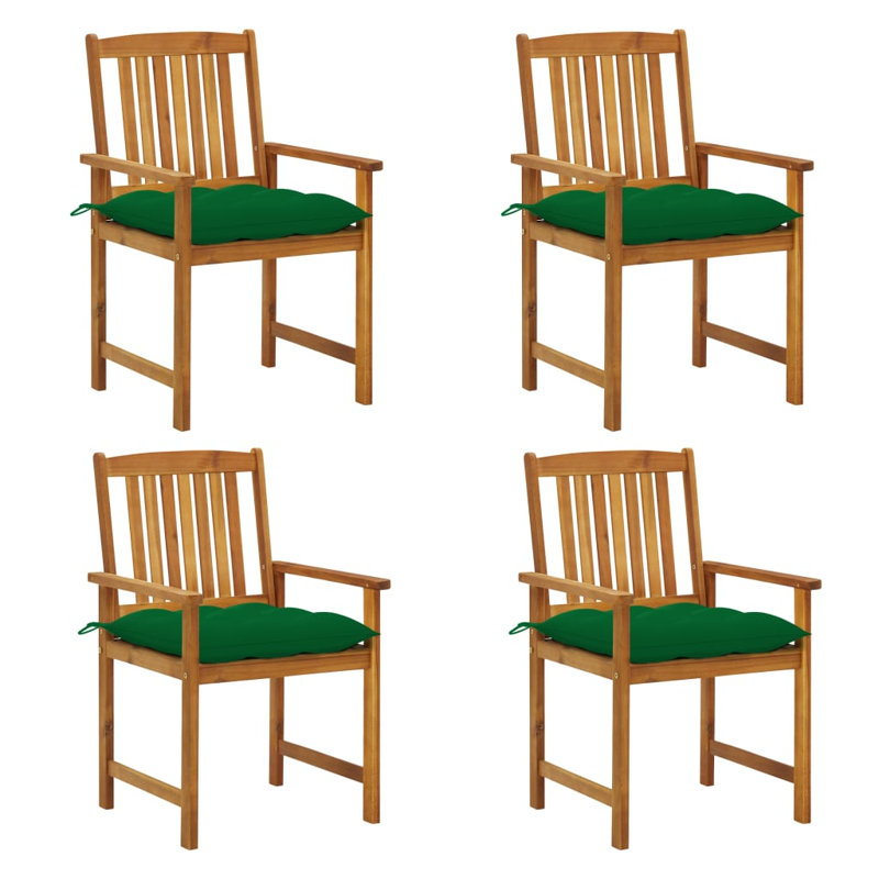 Chaise de patio avec coussins Dederang, Vert, Naturel