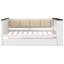 Lit de jour simple en bois avec tablettes de rangement, dossier rembourré, USB et lit gigogne, blanc-1046473797