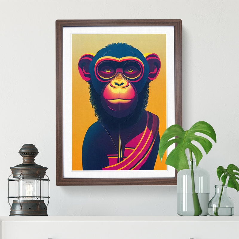 Monkey of the Future - Wall Art, 64cm H x 46cm W x 2cm D, Walnut