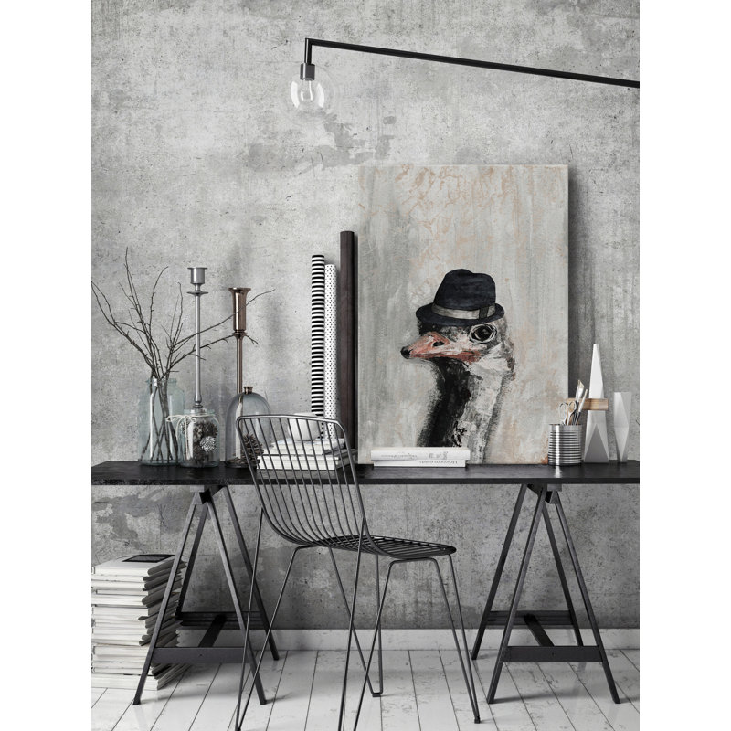 Mister Ostrich - Wrapped Canvas Rectangle Painting, 18" H x 12" W x 1.5" D