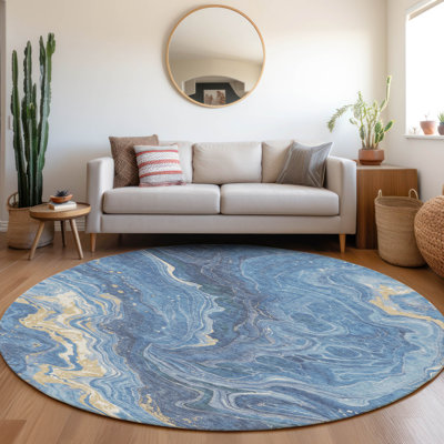 Elius Blue Washable Indoor-Outdoor Rug - 