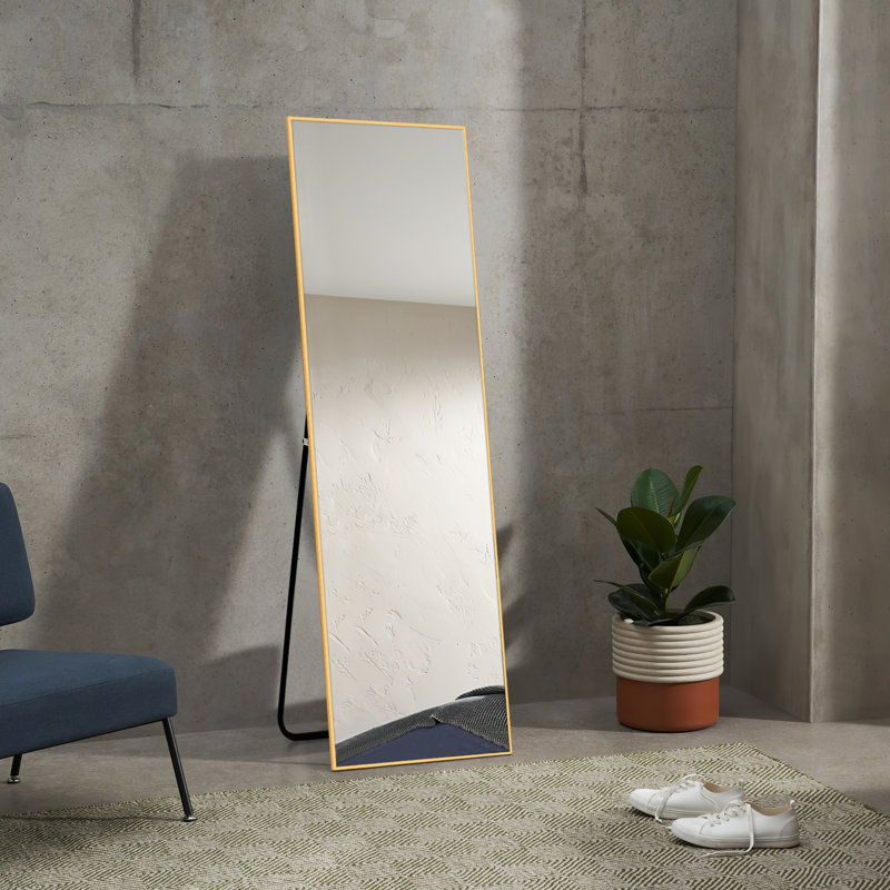 Betzalel Metal Flat Mirror, Gold, 59" x 16"