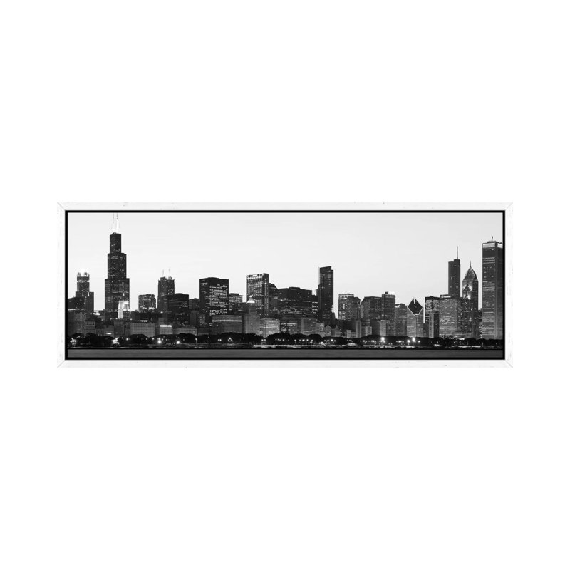 Unknown Artist 1 Piece Floater Frame Panoramic Wall Art on Canvas, 40.64 cm H x 121.92 cm W, White