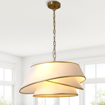 4 - Light Mid Century Modern Drum Chandelier Three Tier Chandelier for Dining Room Drum Light Fixtures Ceiling Hanging