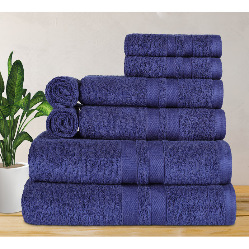 Winthrop Ultra Soft Quick-Drying 8-Piece Cotton Towel Set, Navy Blue
