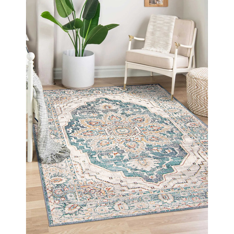 Tapis bleu sarcelle Legacy, Rectangle de 5 pi x 8 pi