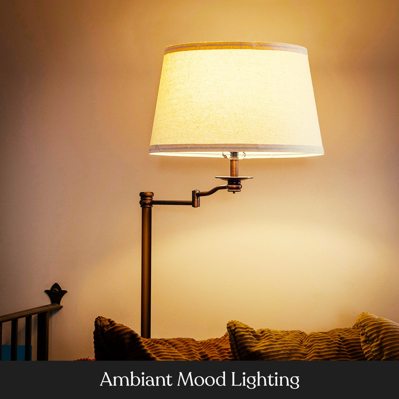 Caden Bronze 62" Extendable LED Floor Lamp with Fabric Shade