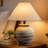 Gray Washed Ceramic Table Lamp With Free Bulb Included, Farmhouse Bedside Lamp For Bedroom Living Room, Neutral Rustic Table Lamp With Linen Shade, E26 Nightstand Lamp