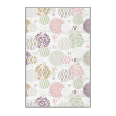 Tapis en polyester vert / rouge / mauve à pois Kathaleen