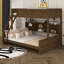 Lit superposé simple au-dessus de grand lit moderne avec armoires de rangement intégrées et ports USB, structure de lit superposé en bois massif avec échelle-818758006-818757897