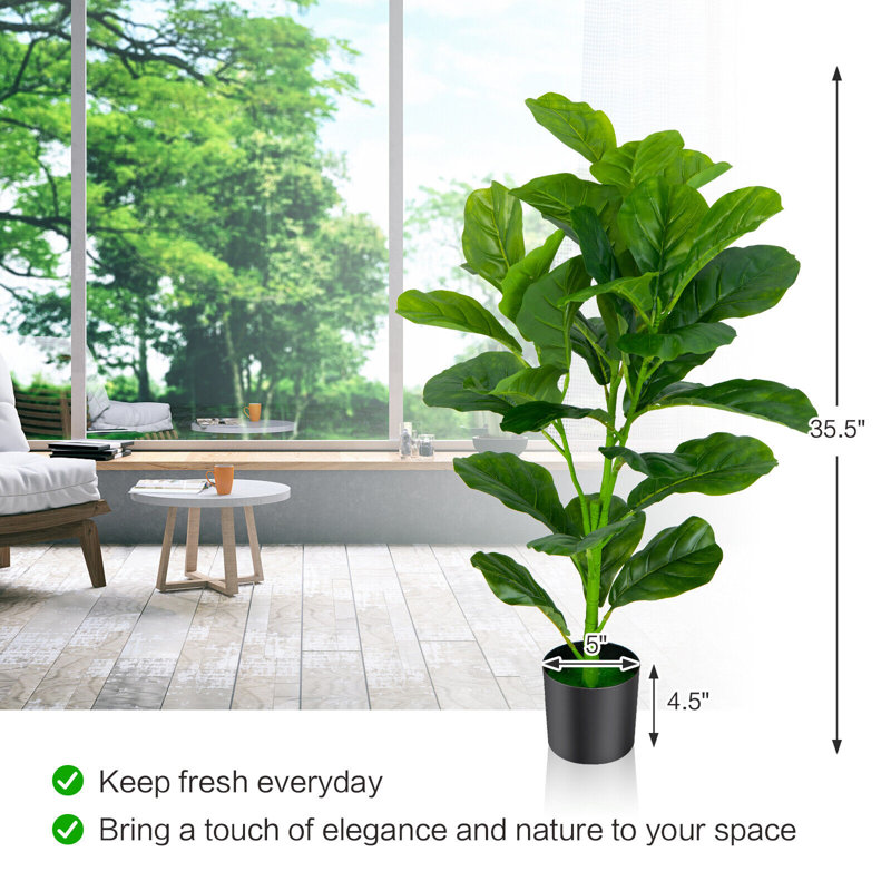 Ensemble 2 pièces de figuier artificiel en pot