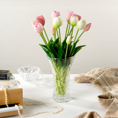 Lorren Home Trends 9" Tall Scalloped Flower Vase for Home Décor