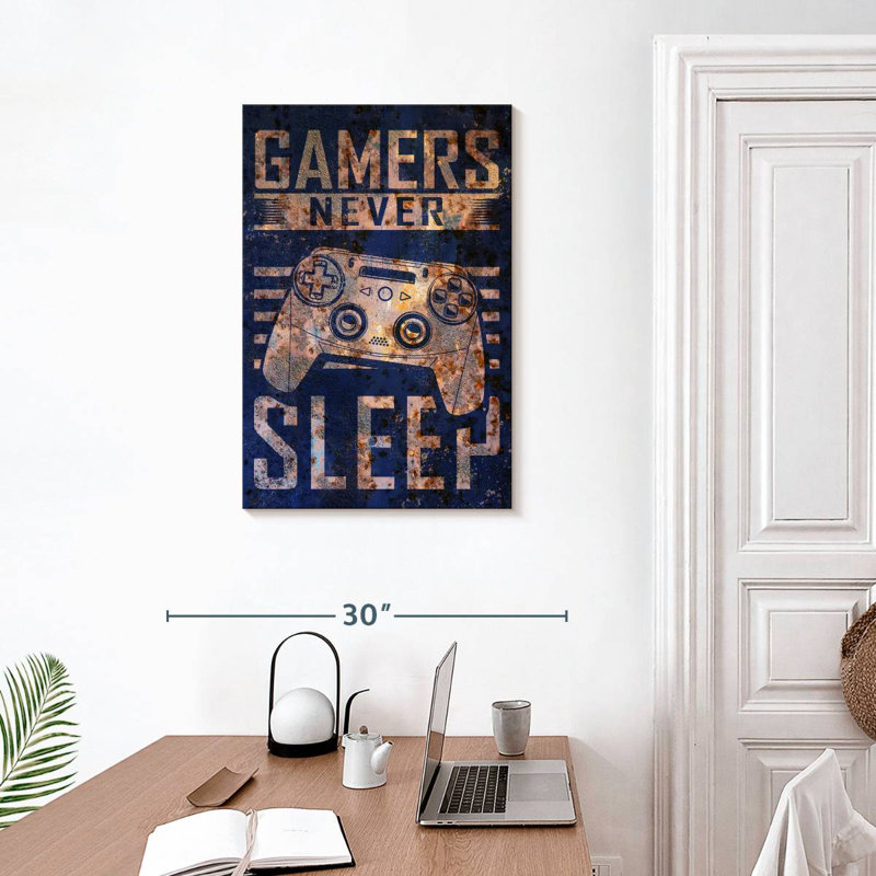 Senne Gamers Never Sleep Typography, 30" H x 20" W