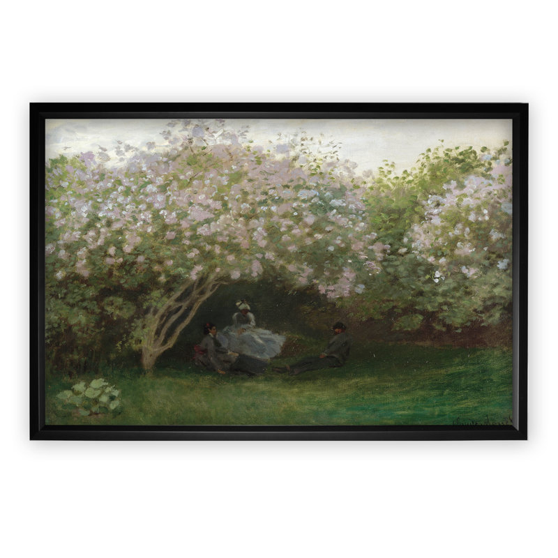 « lilacs gray weather » par claude monet, reproduction de peinture à l’huile, H 31 po x l 43 po x P 1,5 po, Cadre noir