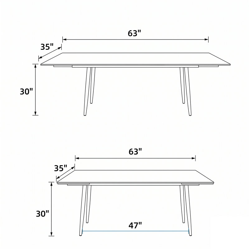 62.9-94.4 Inch Extendable Sintered Stone Dining Table, Black