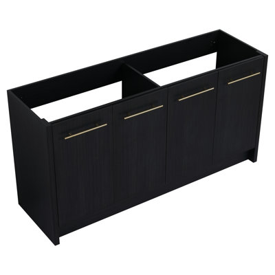 Freestanding 60" Bathroom Vanity, Black Chestnut Representation, Soft-Close Door, Rich Storage Perspective, Plywood Advance 60-Inch Bath Vanity Way, Accumulate, Considerable Sight, Ship