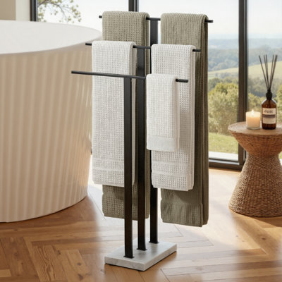 Standing Towel Rack 3-Tier With Marble Base