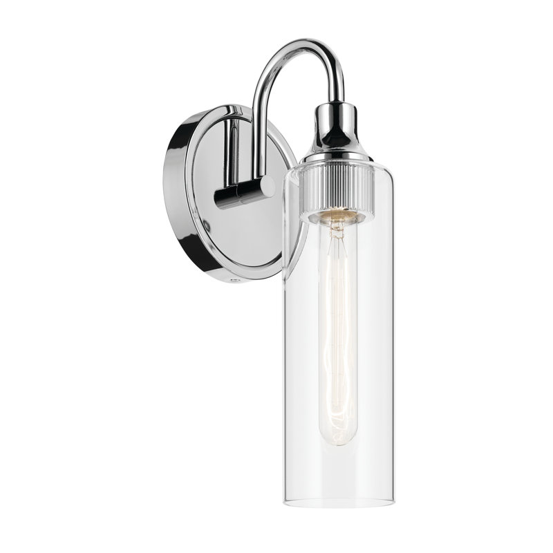 Applique murale 1 lumière 13 "avec verre transparent 13", Chrome