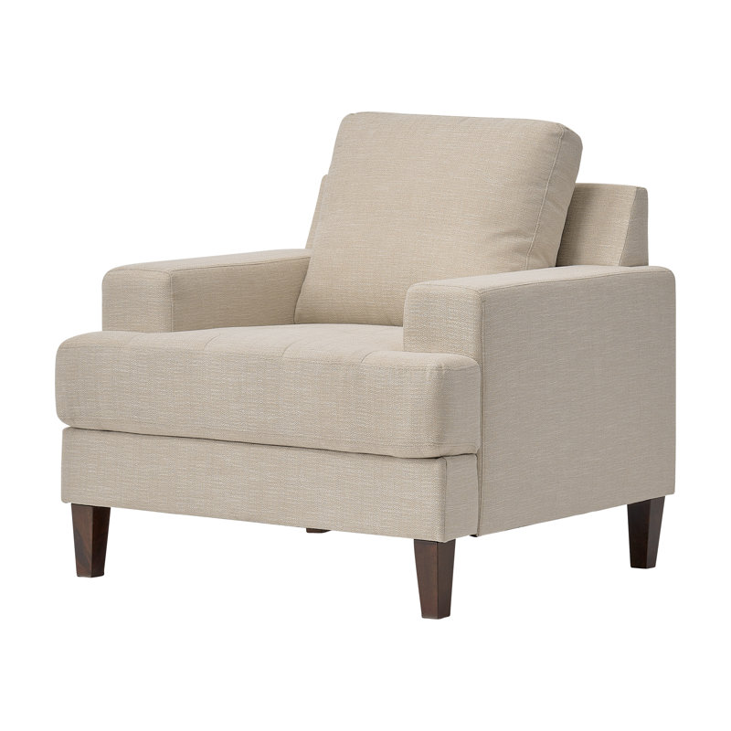 Fauteuil capitonné l 37 po, Mélange de polyester beige / mélange de coton /