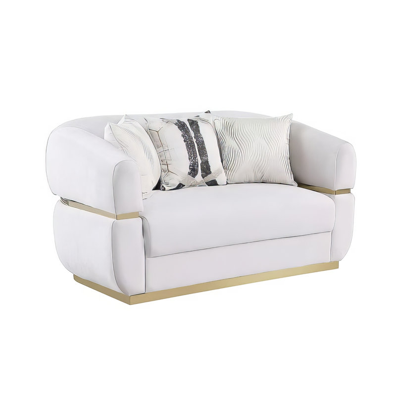 Salon 2 pièces Caramelo - blanc, Velours blanc